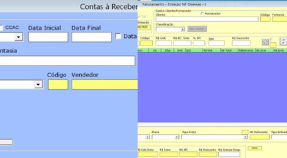 Tela do faturamento e do financeiro do Sistema (exemplo)